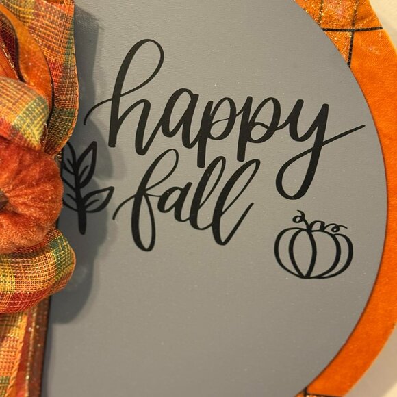 12" Fall Door Decor - Wreath with Pumpkins - Picture 2 of 6